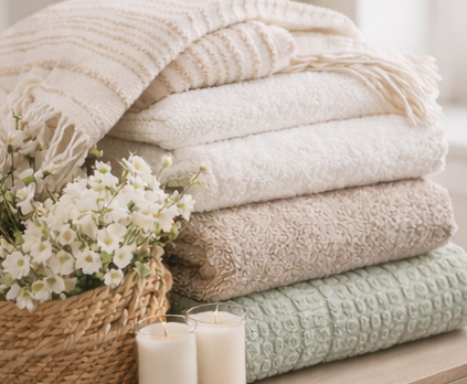 Juego de toallas blancas estilo elegante