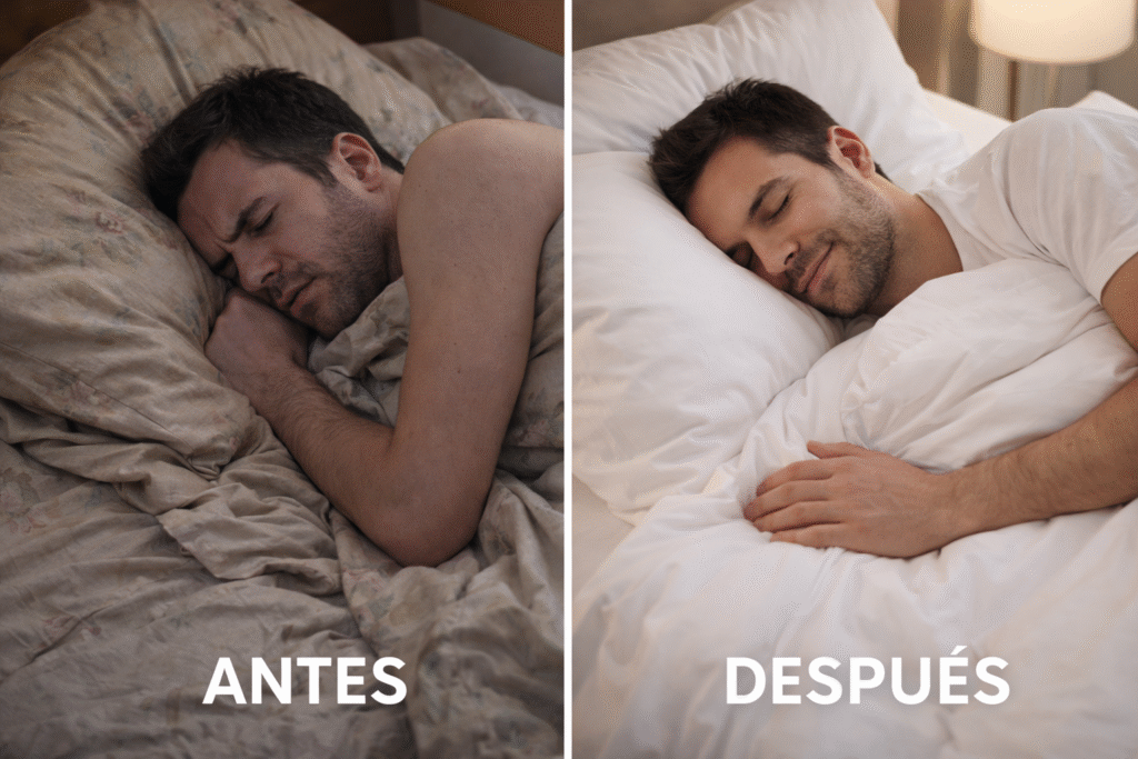 Antes y despúes de haber comprado sábanas en dulce descanso, ultra comodidad